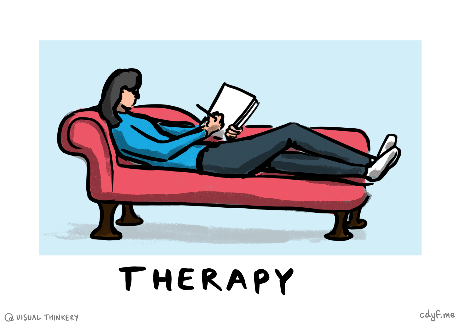 Dear Diary …: The therapeutic effects of writing are well documented, even if that writing isnt actually read by anyone. Therapy sketch by Visual Thinkery is licensed under CC-BY-ND