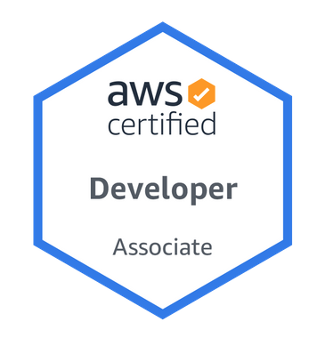 An example of an Amazon Web Services badge awarded by credly.com for an AWS certified developer.