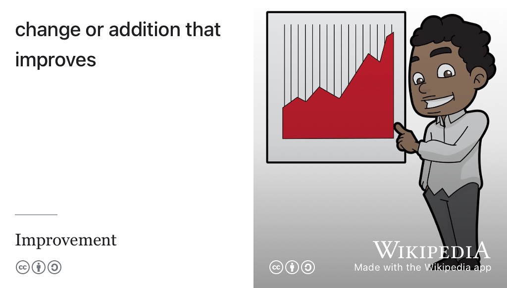 Quantifying any improvements you have made will convince your reader that you’ve made something better in a measureable way. CC BY-SA image of cartoon guy by Free Clip Art on Wikimedia Commons w.wiki/9g5z adapted using the Wikipedia app 📈