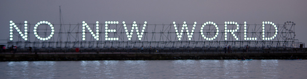 Speedwell: No New Worlds was an installation in Plymouth that invited the public to reflect on the legacy of the Mayflower’s journey, colonialism and the ecological state of our planet during the Mayflower 400 commemorations in 2020. The words remind us that while America may have been a “new world” to Europeans it had already been occupied by indigenous people for thousands of years, see stillmoving.org/projects/speedwell-no-new-worlds. CC BY-SA picture adapted from an original by Stephen McKay at geograph.org.uk/photo/6613246