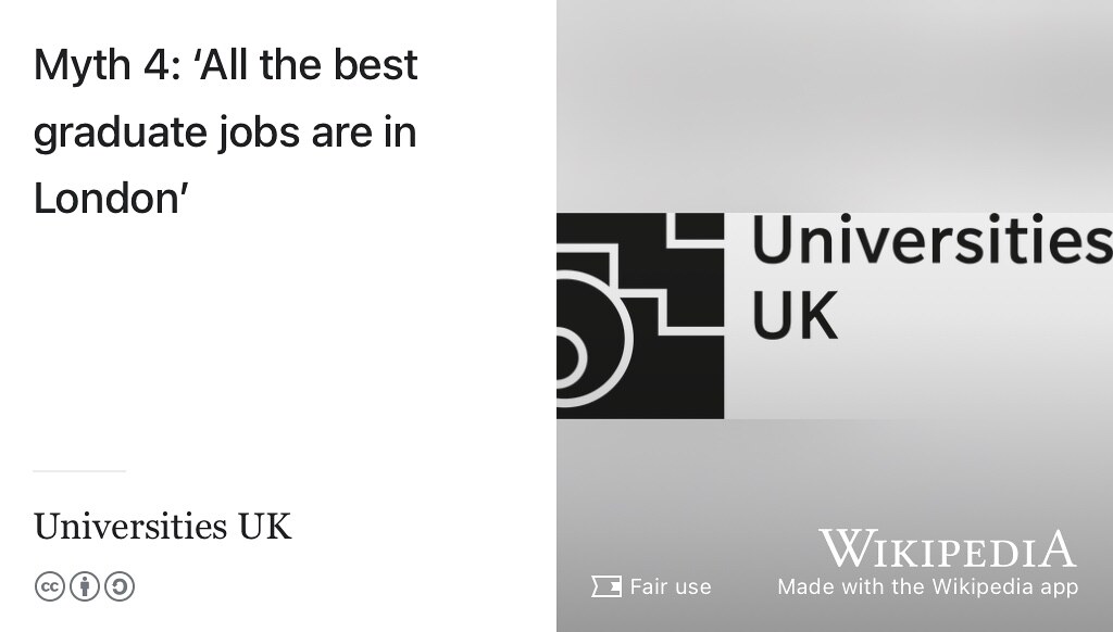 It’s a myth that all the best graduate jobs are in London and other capital cities or centres for technical innovation like Silicon Valley, Silicon Alley or Silicon Fen. For some more misleading myths see the universitiesuk.ac.uk report on Busting Graduate Job Myths introduced in section 1.6. (Ball 2022a)