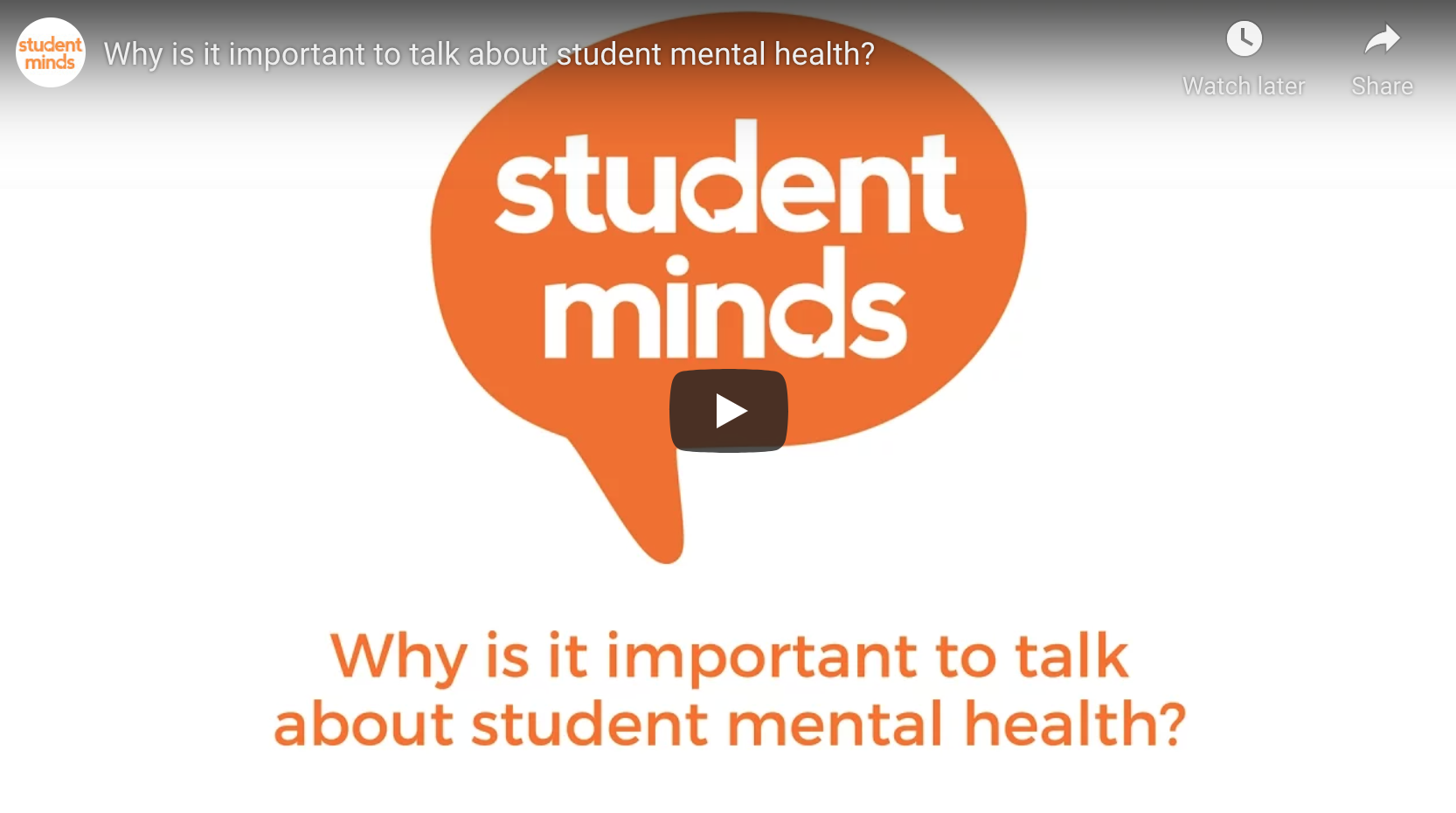 Talking about mental health is a crucial part of helping those who are suffering from it [@youtube-student-minds]