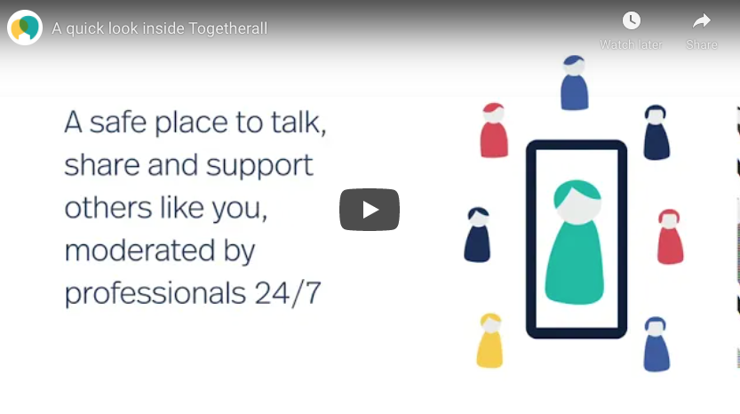 A quick look inside togetherall, an online community for people who are stressed, anxious or feeling low. [@youtube-togetherall]
